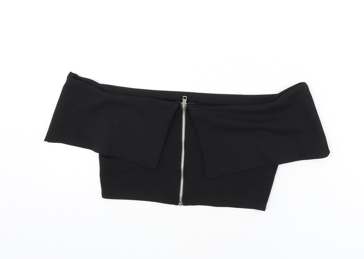Missguided Womens Black Polyester Cropped Blouse Size 10 Off the Shoulder - Bardot, Cropped