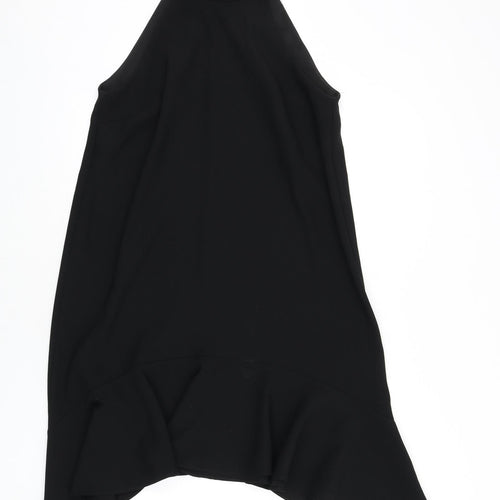 River Island Womens Black Polyester A-Line Size 10 Round Neck Tie - Asymmetric Hem