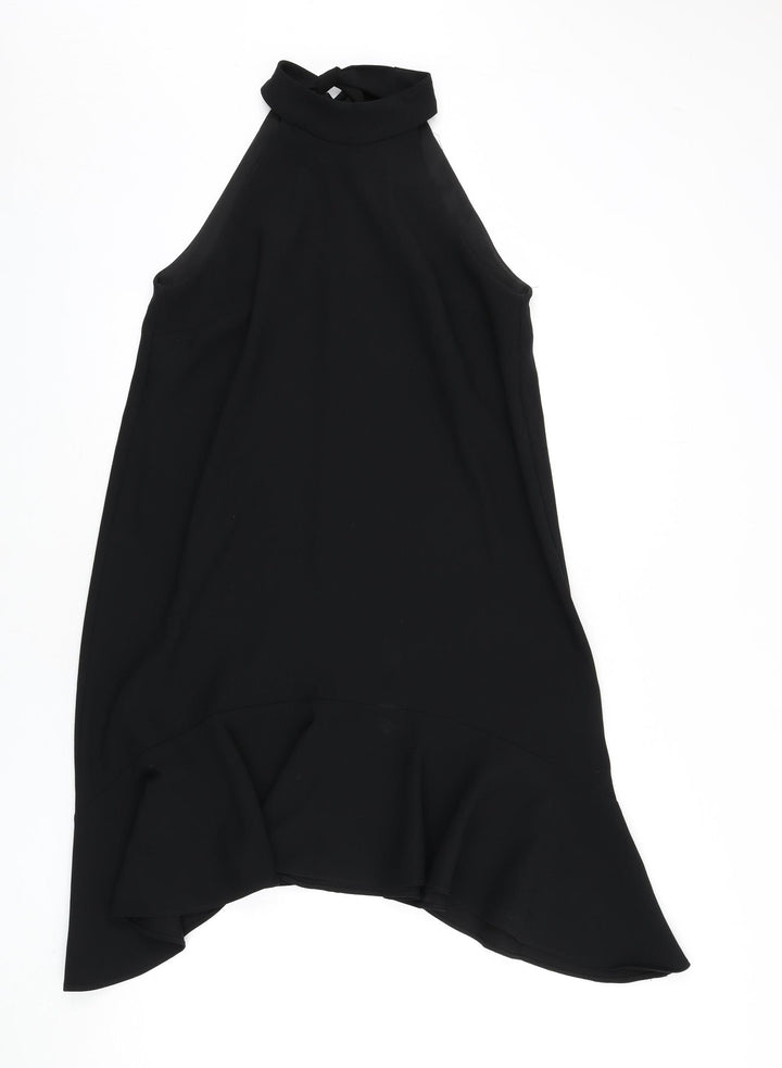 River Island Womens Black Polyester A-Line Size 10 Round Neck Tie - Asymmetric Hem