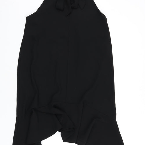 River Island Womens Black Polyester A-Line Size 10 Round Neck Tie - Asymmetric Hem