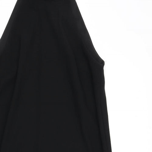 River Island Womens Black Polyester A-Line Size 10 Round Neck Tie - Asymmetric Hem