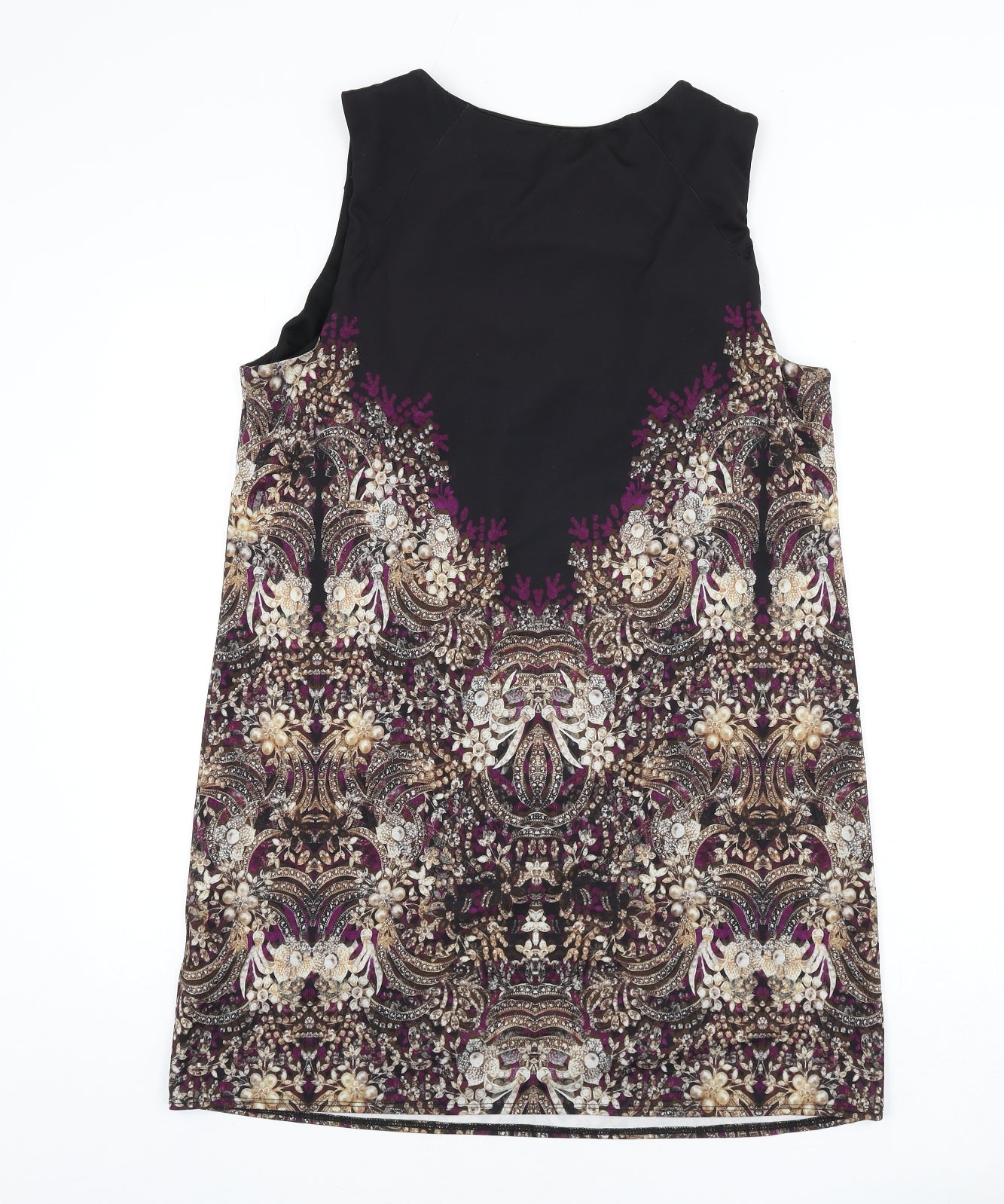 Julien Macdonald Womens Multicoloured Geometric Polyester Sheath Size 16 Round Neck Pullover - Keyhole Cut Out, Beaded