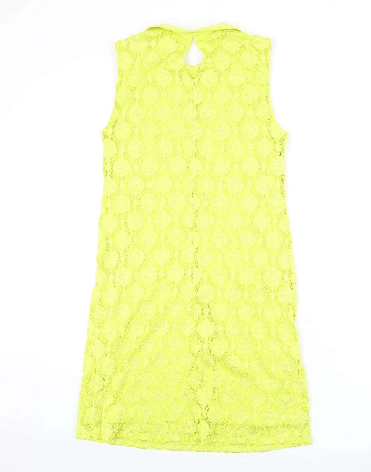 Principles Womens Yellow Geometric Polyester Sheath Size 10 Collared Button