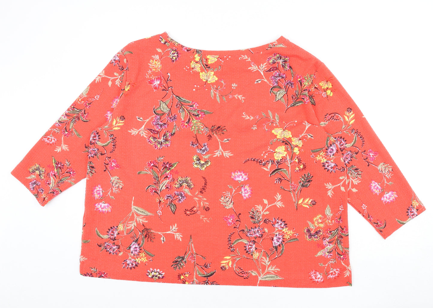 Marks and Spencer Womens Pink Floral Polyester Basic T-Shirt Size 18 Boat Neck