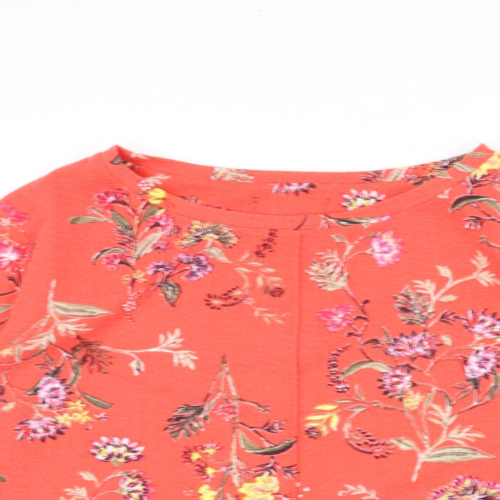 Marks and Spencer Womens Pink Floral Polyester Basic T-Shirt Size 18 Boat Neck