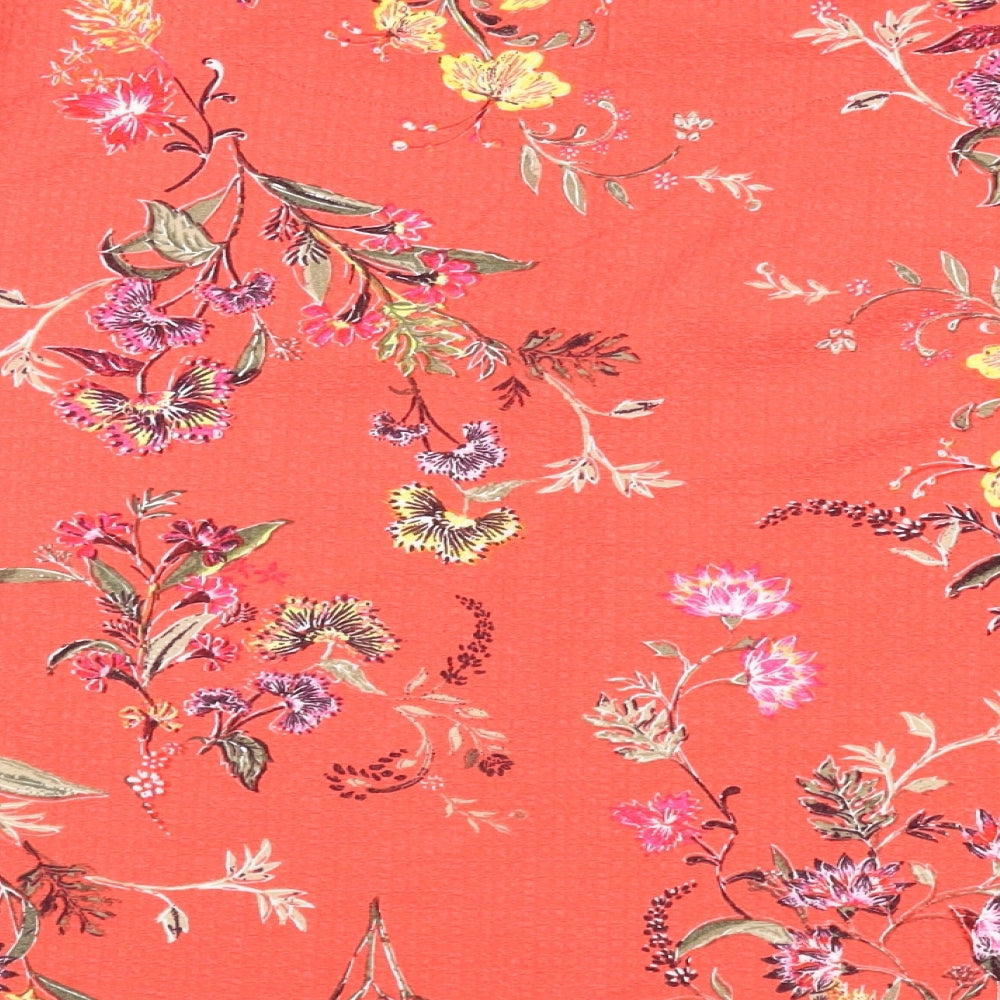Marks and Spencer Womens Pink Floral Polyester Basic T-Shirt Size 18 Boat Neck
