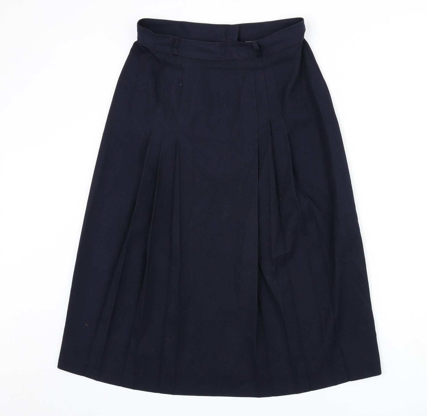 St Michael Womens Blue Cotton Flare Skirt Size 16 Zip