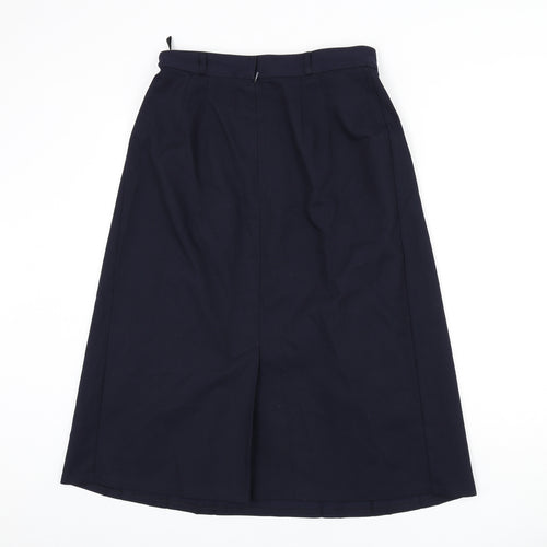St Michael Womens Blue Cotton Flare Skirt Size 16 Zip