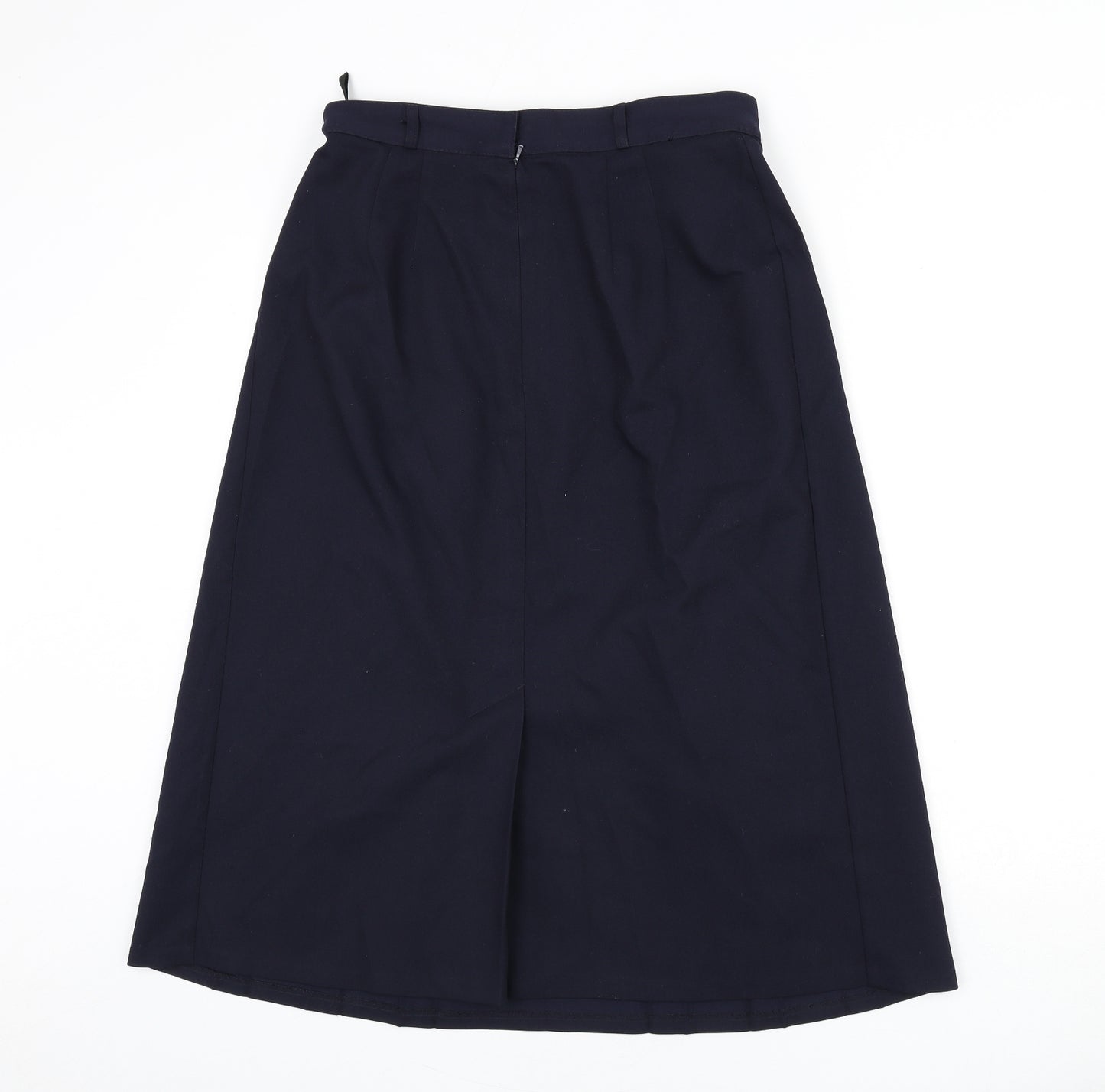 St Michael Womens Blue Cotton Flare Skirt Size 16 Zip