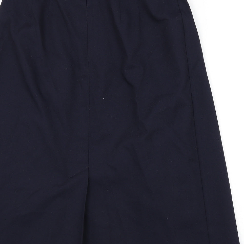 St Michael Womens Blue Cotton Flare Skirt Size 16 Zip