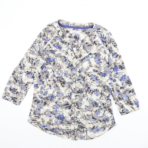 Per Una Womens Multicoloured Floral Cotton Basic Button-Up Size 10 V-Neck