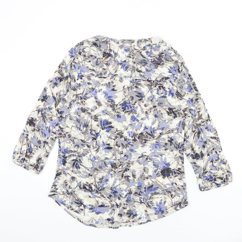 Per Una Womens Multicoloured Floral Cotton Basic Button-Up Size 10 V-Neck