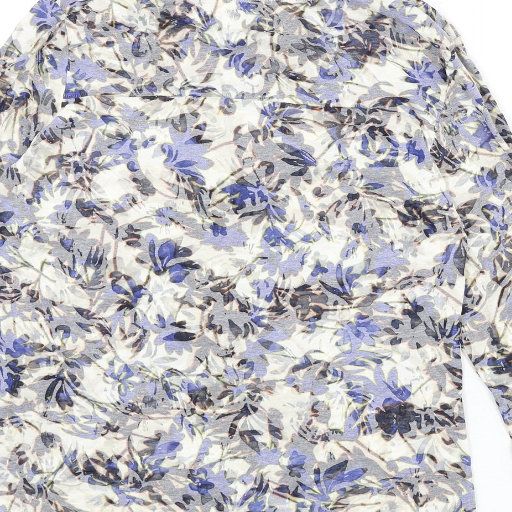Per Una Womens Multicoloured Floral Cotton Basic Button-Up Size 10 V-Neck