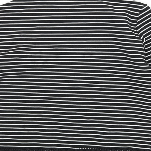 New Look Womens Black Striped Polyester Basic T-Shirt Size 10 Round Neck - Lace Trim