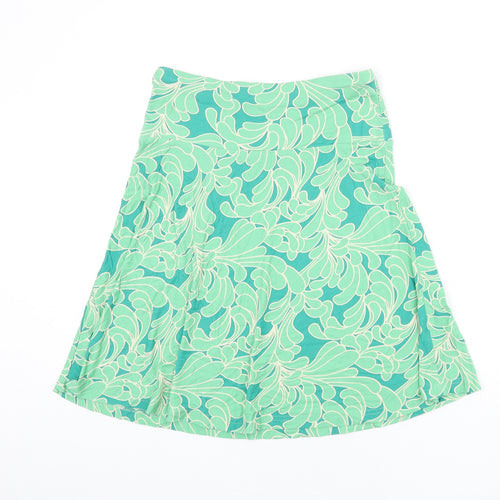 H&M Womens Green Geometric Viscose Flare Skirt Size 10