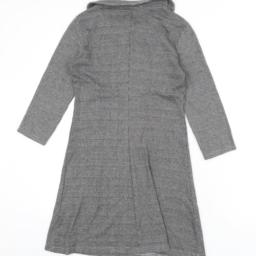 Mango Womens Black Houndstooth Polyester A-Line Size 2XS Collared Pullover