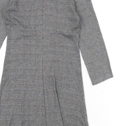 Mango Womens Black Houndstooth Polyester A-Line Size 2XS Collared Pullover