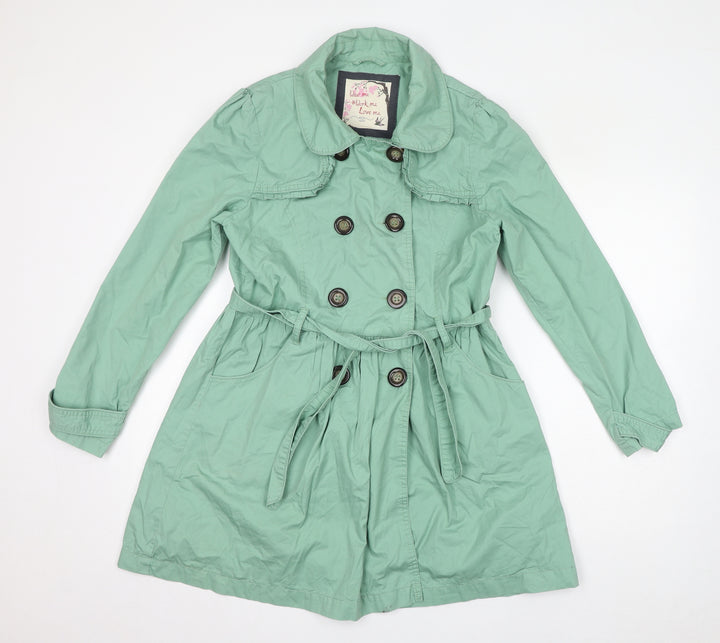 New Look Womens Green Overcoat Coat Size 14 Button