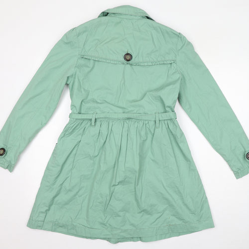 New Look Womens Green Overcoat Coat Size 14 Button