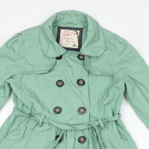 New Look Womens Green Overcoat Coat Size 14 Button