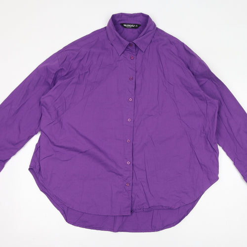 Silkroad Daughters Womens Purple Cotton Basic Button-Up Size 12 Collared