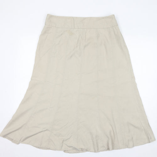 Marks and Spencer Womens Beige Wool A-Line Skirt Size 16 Zip