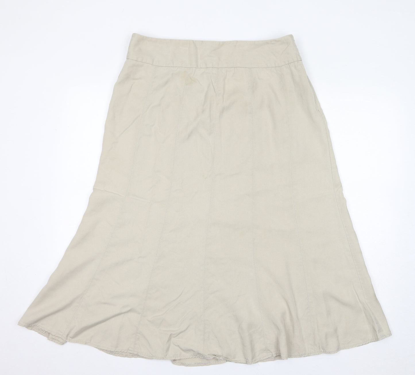 Marks and Spencer Womens Beige Wool A-Line Skirt Size 16 Zip