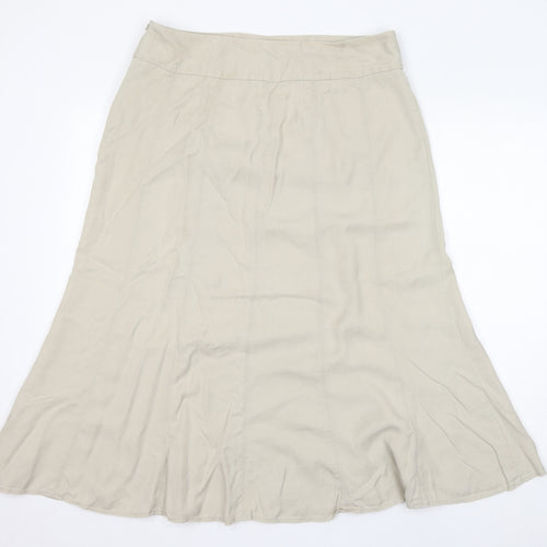 Marks and Spencer Womens Beige Wool A-Line Skirt Size 16 Zip