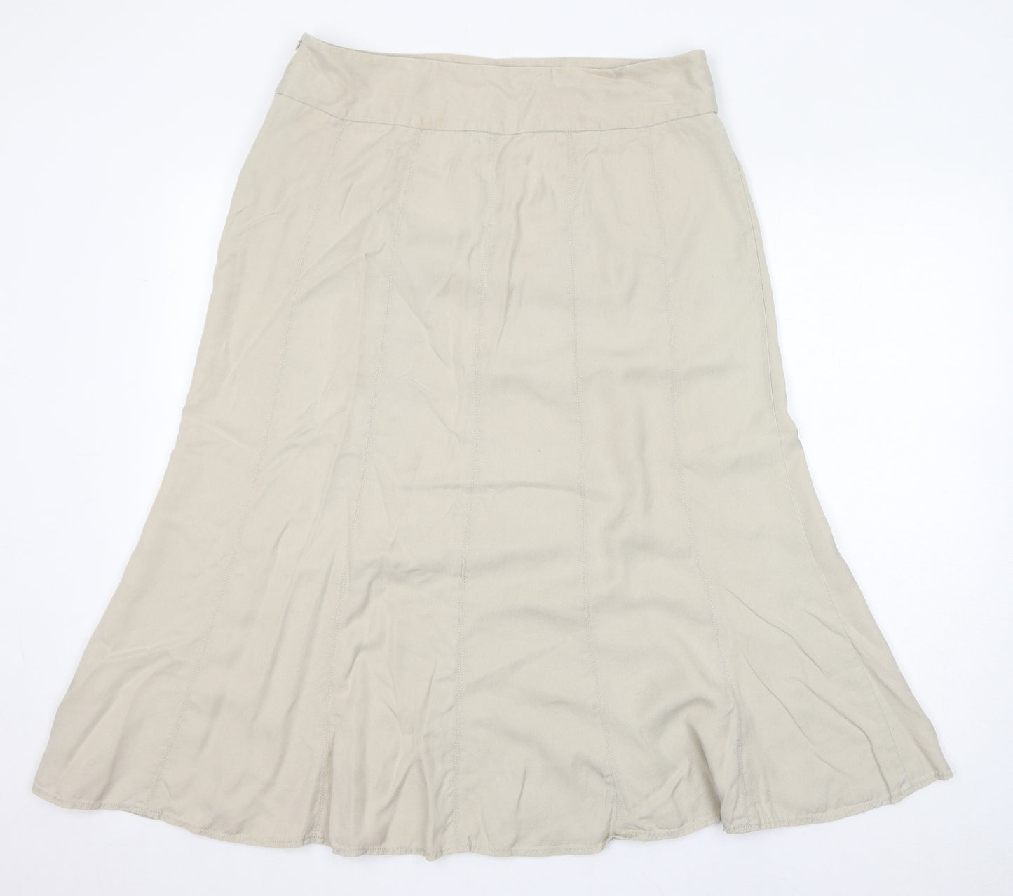 Marks and Spencer Womens Beige Wool A-Line Skirt Size 16 Zip