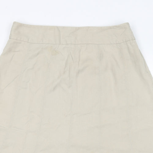Marks and Spencer Womens Beige Wool A-Line Skirt Size 16 Zip