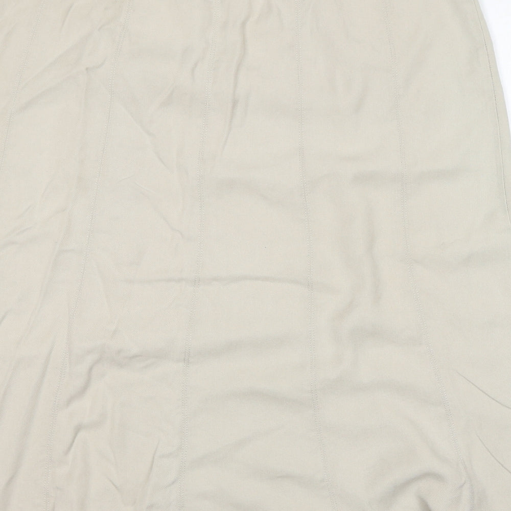 Marks and Spencer Womens Beige Wool A-Line Skirt Size 16 Zip