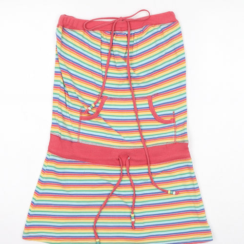 Just Jeans Womens Multicoloured Striped Cotton A-Line Size XS Off the Shoulder Drawstring - Beads, Pockets