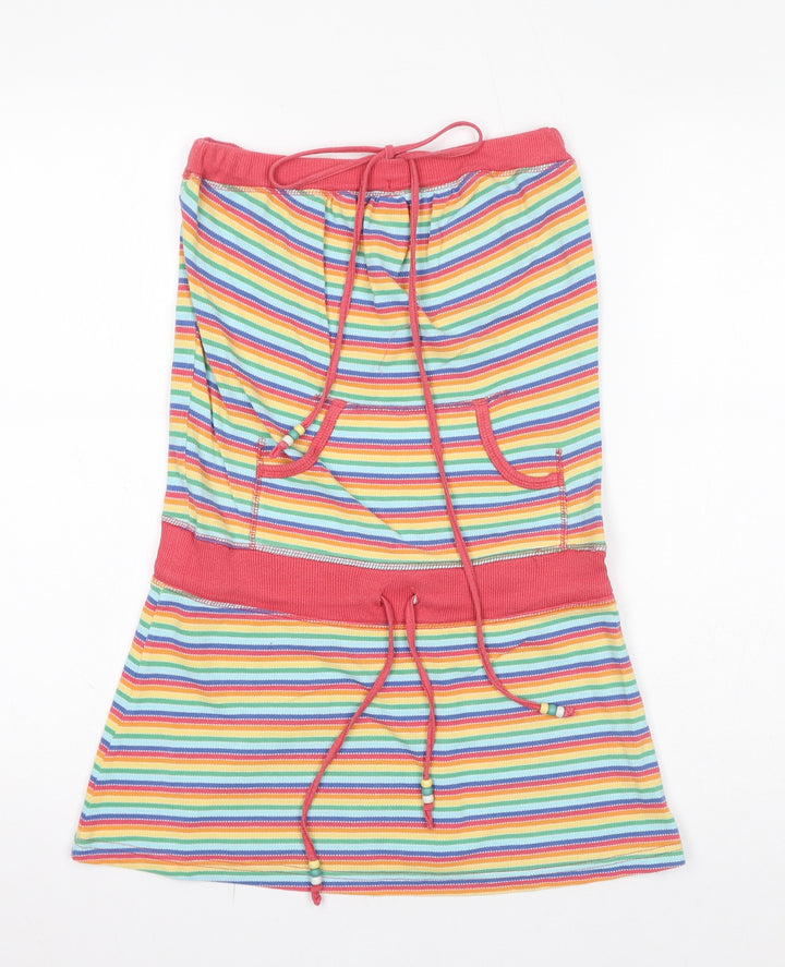 Just Jeans Womens Multicoloured Striped Cotton A-Line Size XS Off the Shoulder Drawstring - Beads, Pockets