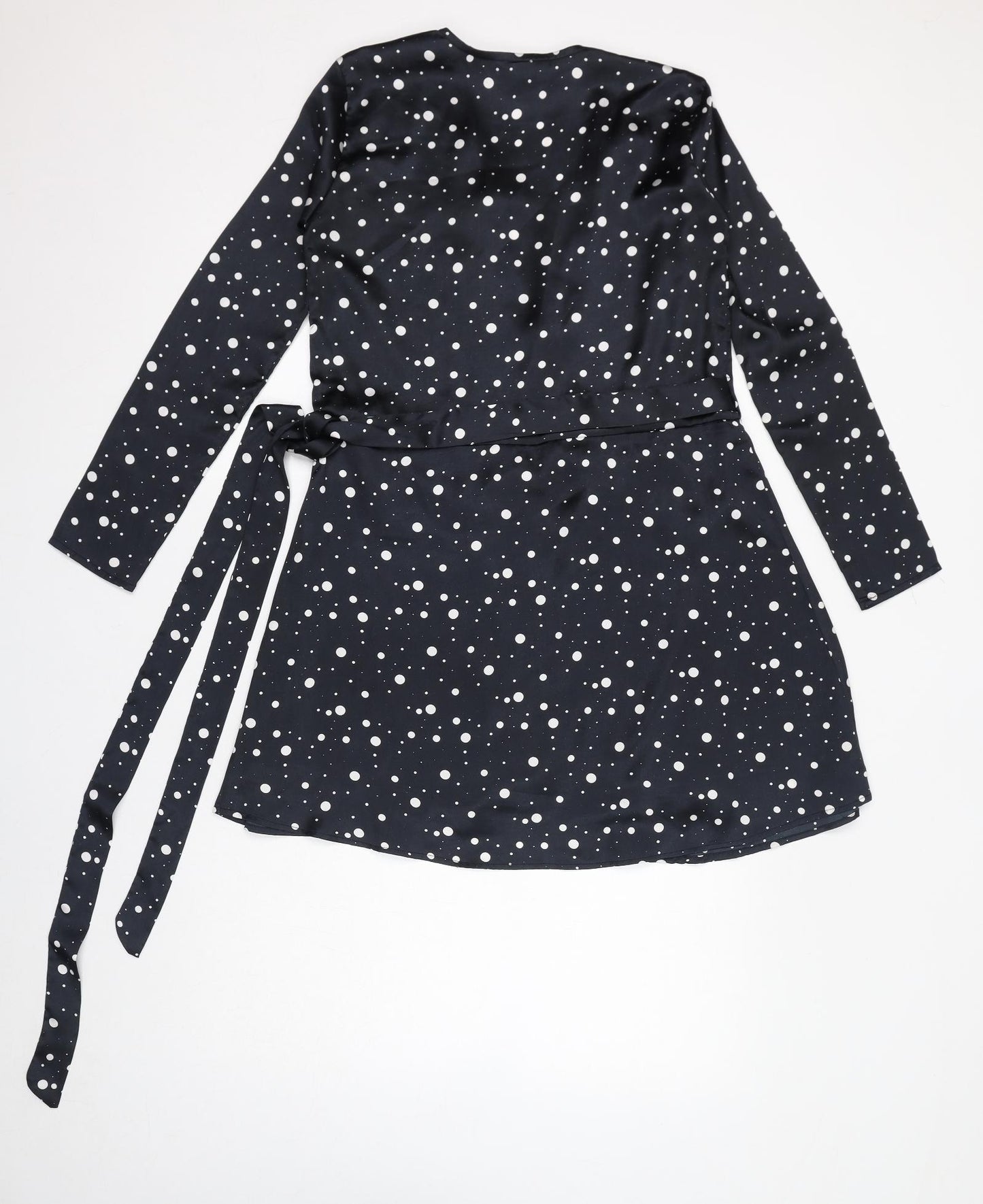 Dancing Leopard Womens Black Polka Dot Polyester A-Line Size 8 V-Neck Tie