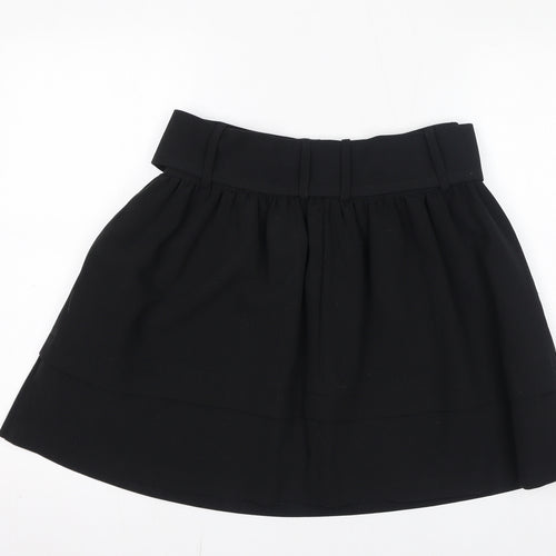 Monsoon Womens Black Polyester A-Line Skirt Size 6 Zip - Pockets, Belted