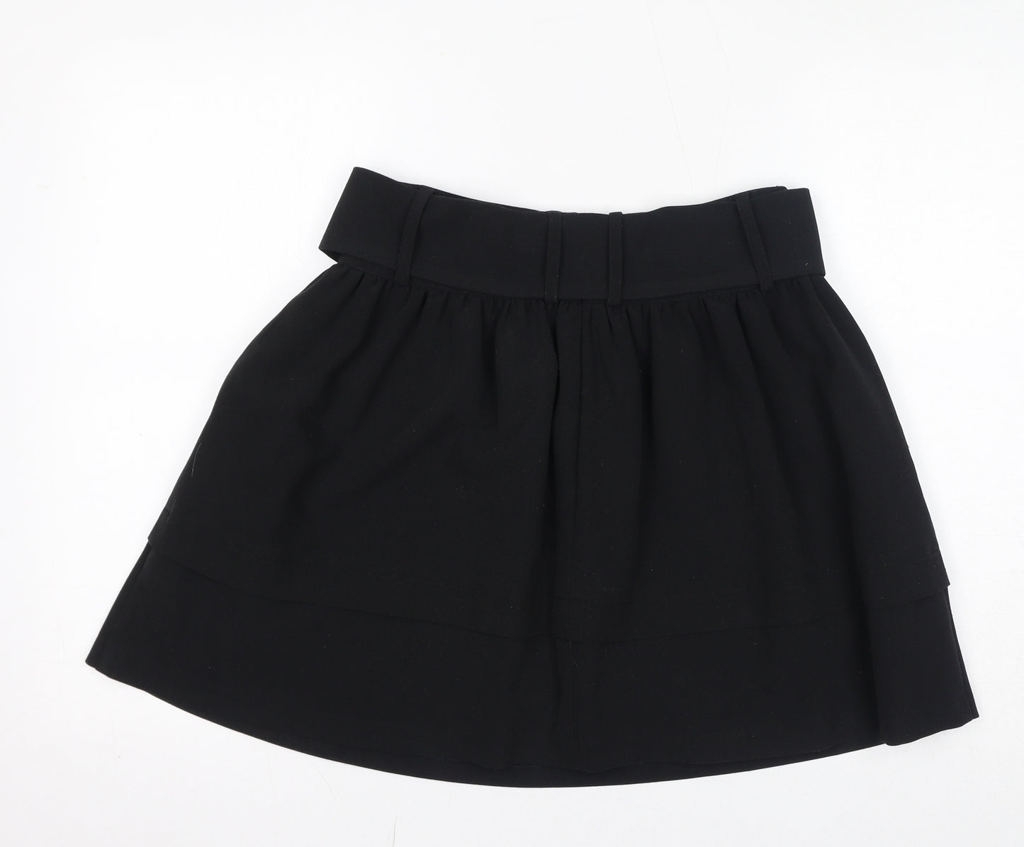 Monsoon Womens Black Polyester A-Line Skirt Size 6 Zip - Pockets, Belted