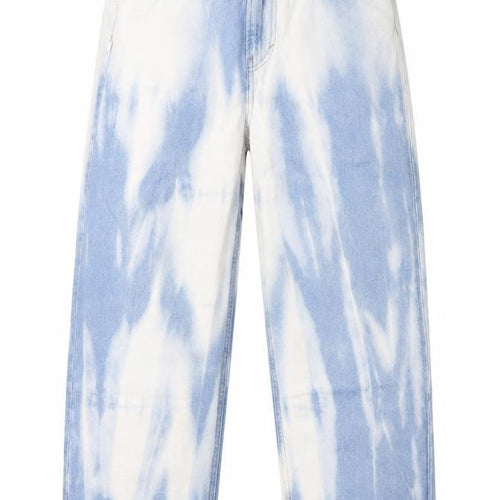 H&M Womens Blue Geometric Cotton Straight Jeans Size 8 L27 in Regular Zip