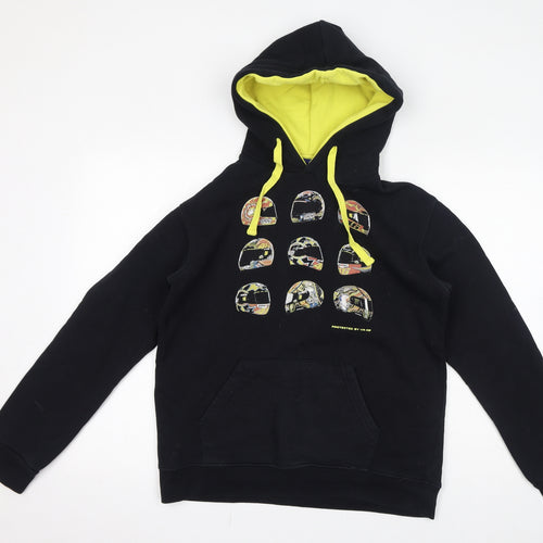 VR46 Boys Black Cotton Pullover Hoodie Size L Pullover - Racing Helmets