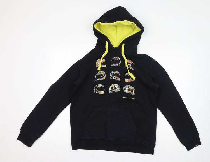 VR46 Boys Black Cotton Pullover Hoodie Size L Pullover - Racing Helmets
