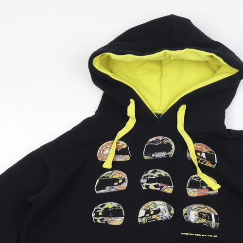 VR46 Boys Black Cotton Pullover Hoodie Size L Pullover - Racing Helmets