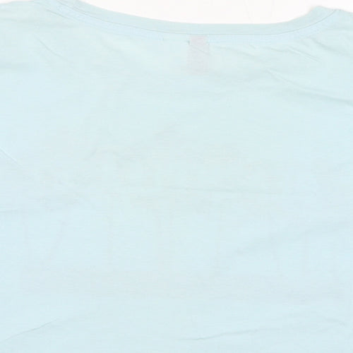 Divided by H&M Womens Blue Cotton Cropped T-Shirt Size S Round Neck - Beach Please