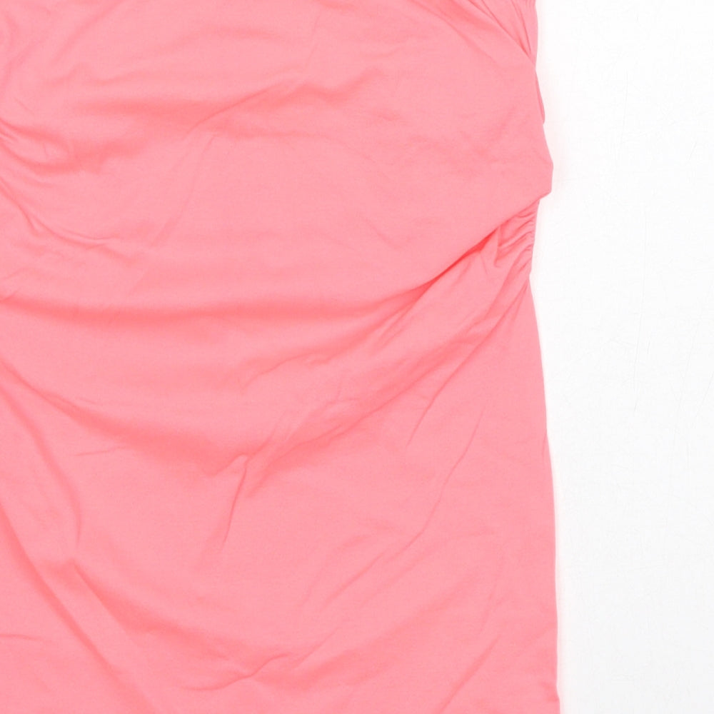 New Look Womens Pink Nylon Basic Tank Size M Off the Shoulder - Neon Pink