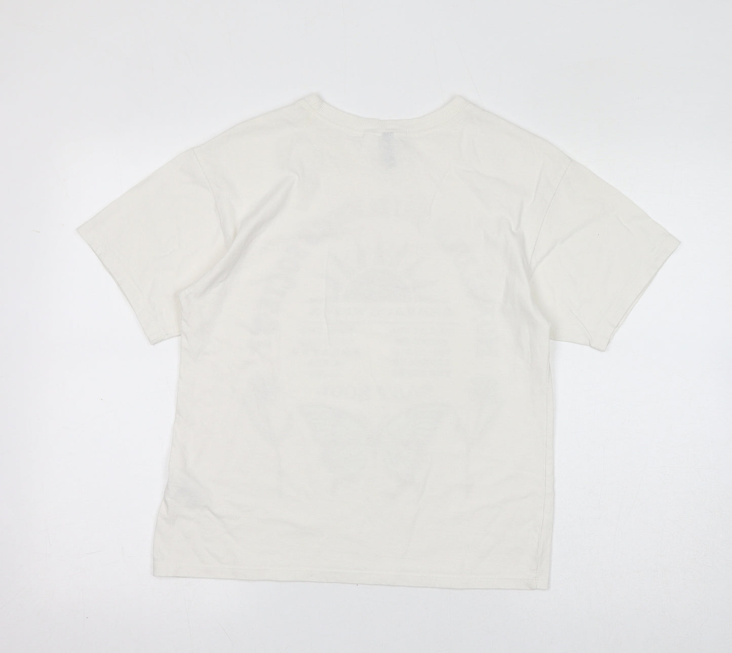 Divided by H&M Womens White Cotton Basic T-Shirt Size 2XS Round Neck - Honolulu Surfers Society, Butterfly, Flowers