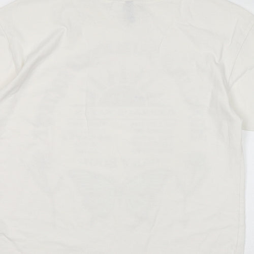Divided by H&M Womens White Cotton Basic T-Shirt Size 2XS Round Neck - Honolulu Surfers Society, Butterfly, Flowers