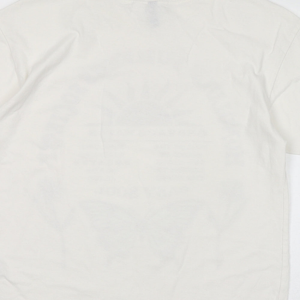 Divided by H&M Womens White Cotton Basic T-Shirt Size 2XS Round Neck - Honolulu Surfers Society, Butterfly, Flowers