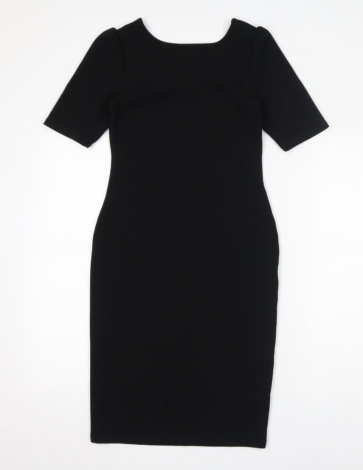 Dorothy Perkins Womens Black Polyester Bodycon Size 8 Round Neck Pullover
