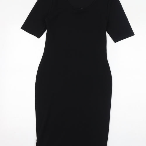 Dorothy Perkins Womens Black Polyester Bodycon Size 8 Round Neck Pullover