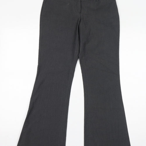 Laura Scott Womens Grey Cotton Trousers Size 8 L29 in Regular Zip