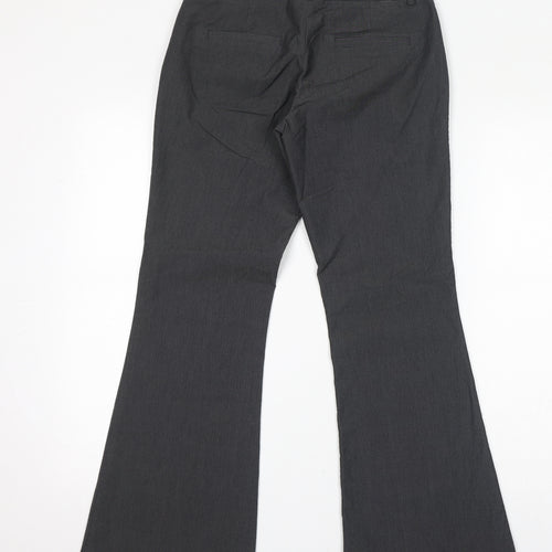 Laura Scott Womens Grey Cotton Trousers Size 8 L29 in Regular Zip