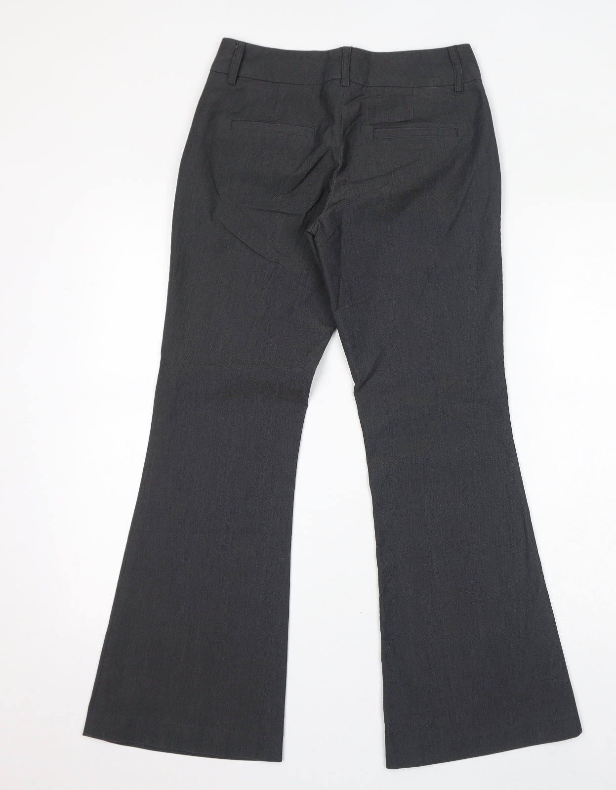 Laura Scott Womens Grey Cotton Trousers Size 8 L29 in Regular Zip